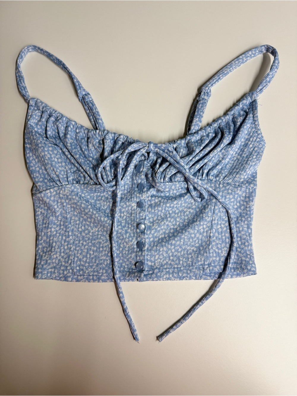 Urban Outfitters Light Blue Tie-Front Cropped Tank